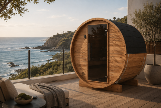 Barrel Sauna with rear window